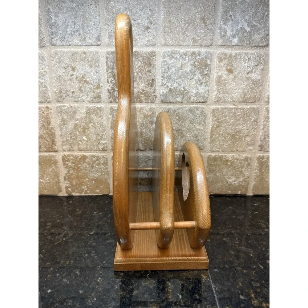 Vintage Wood Paper Plate Napkin Holder Heart Cut Out Hanging or Countertop